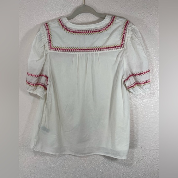 Per Una White Floral Embroidered Short Sleeve V-Neck Blouse Women’s 18 - Picture 10 of 12